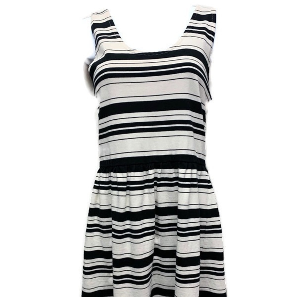 J Crew Cream White Black Stripe Sleeveless Dress S